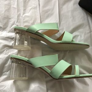 Nasty Gal Mint “Diamond Heel” Sandals, 9
